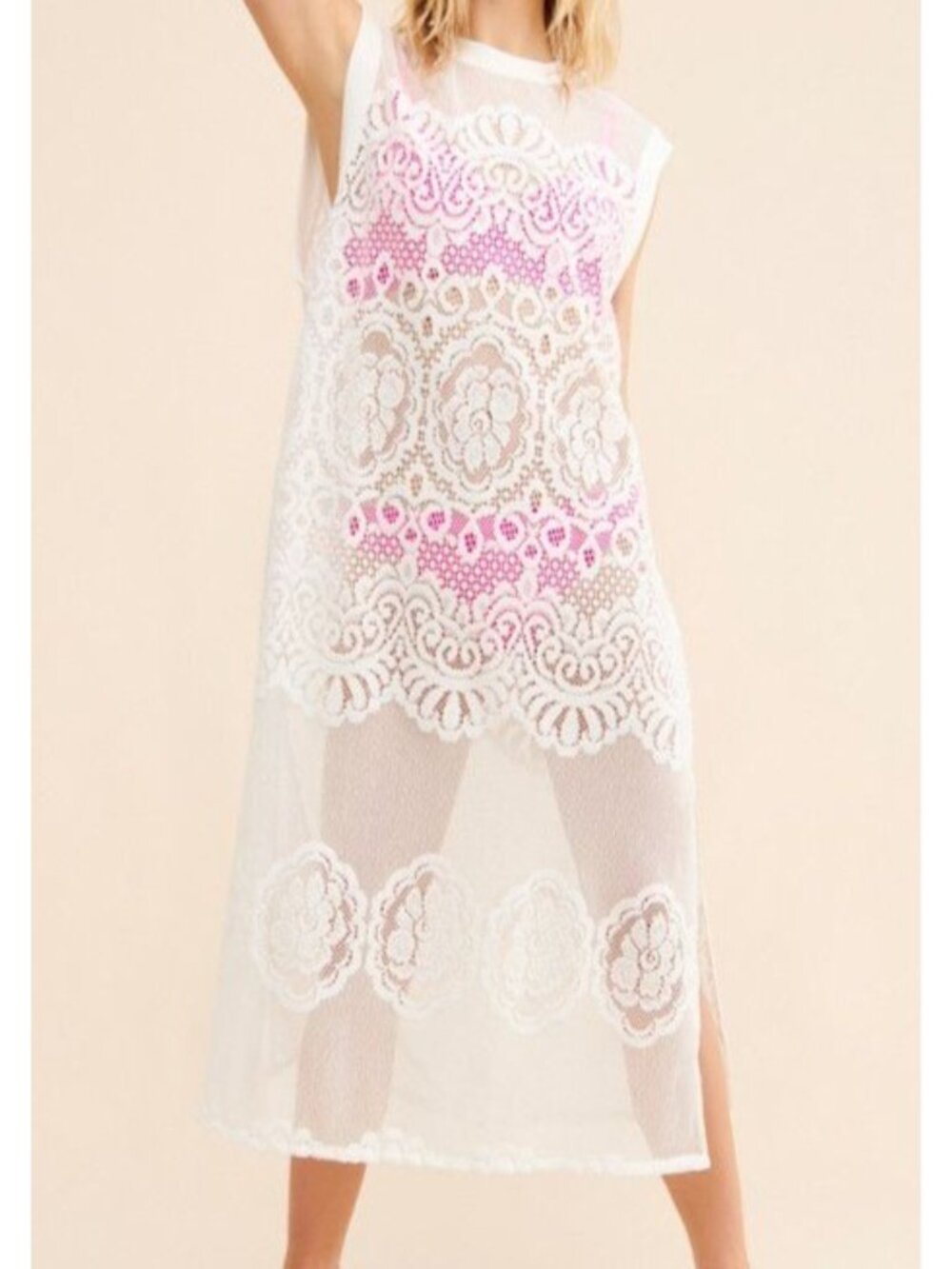 Free People Louie Lace Maxi Dress Boho Chic Festival Beach Coverup Womens XS